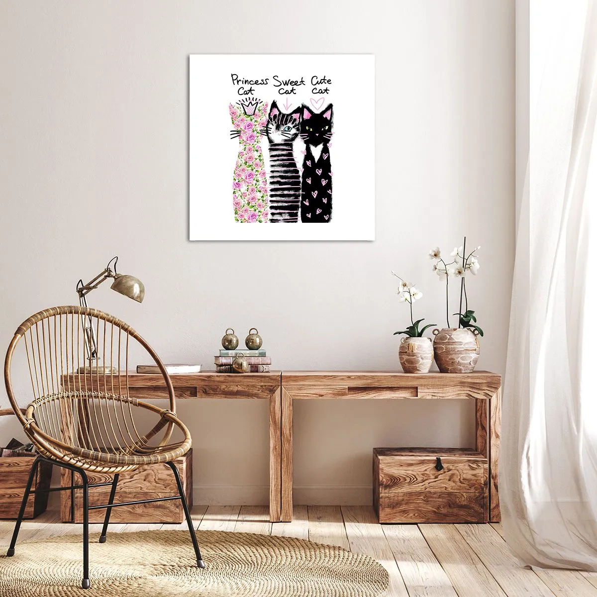 Impression sur toile - Image sur toile - Il y avait trois chats - 50x50 cm