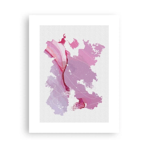 Affiche - Poster - Carte du monde rose - 30x40 cm