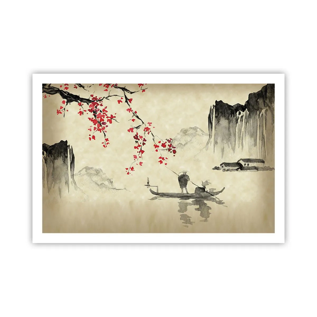 Affiche - Poster - Au pays des cerisiers en fleurs - 91x61 cm