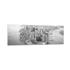 Impression sur verre - Image sur verre - Vue aérienne de Manhattan en noir et blanc - 160x50cm - Comment ne pas aimer ? - Décoration murale moderne pour le salon et la chambre ARTTOR