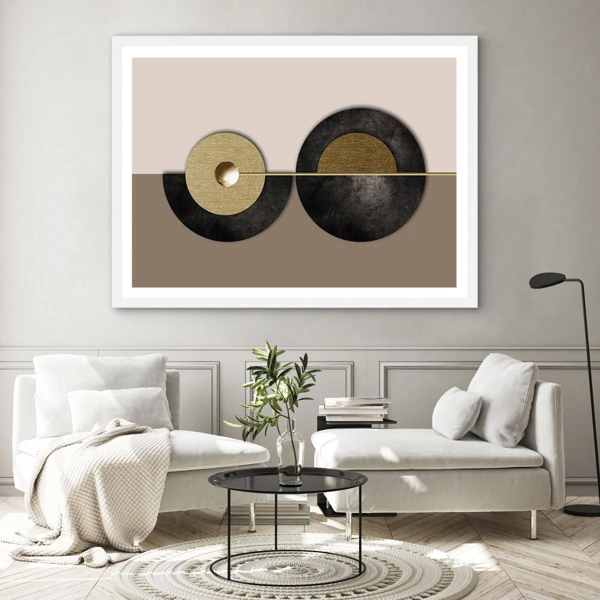 Affiche dans un cadre blanc - Poster - Variations autour du cercle - 100x70 cm