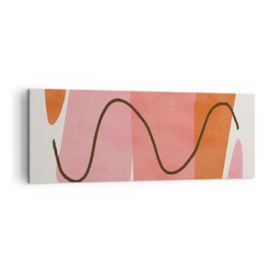 Impression sur toile - Image sur toile - Formes abstraites dans des tons roses et oranges - 140x50cm - mouvement doux des formes - Décoration murale moderne pour le salon et la chambre ARTTOR
