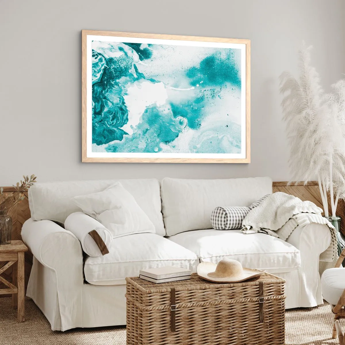 Affiche dans un chêne clair - Poster - Marécage bleu - 70x50 cm