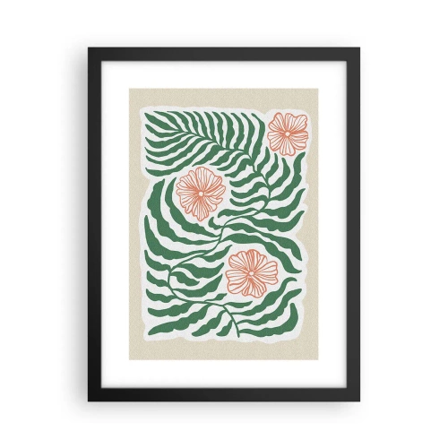 Affiche dans un cadre noir - Poster - Fleurit en vert - 30x40 cm