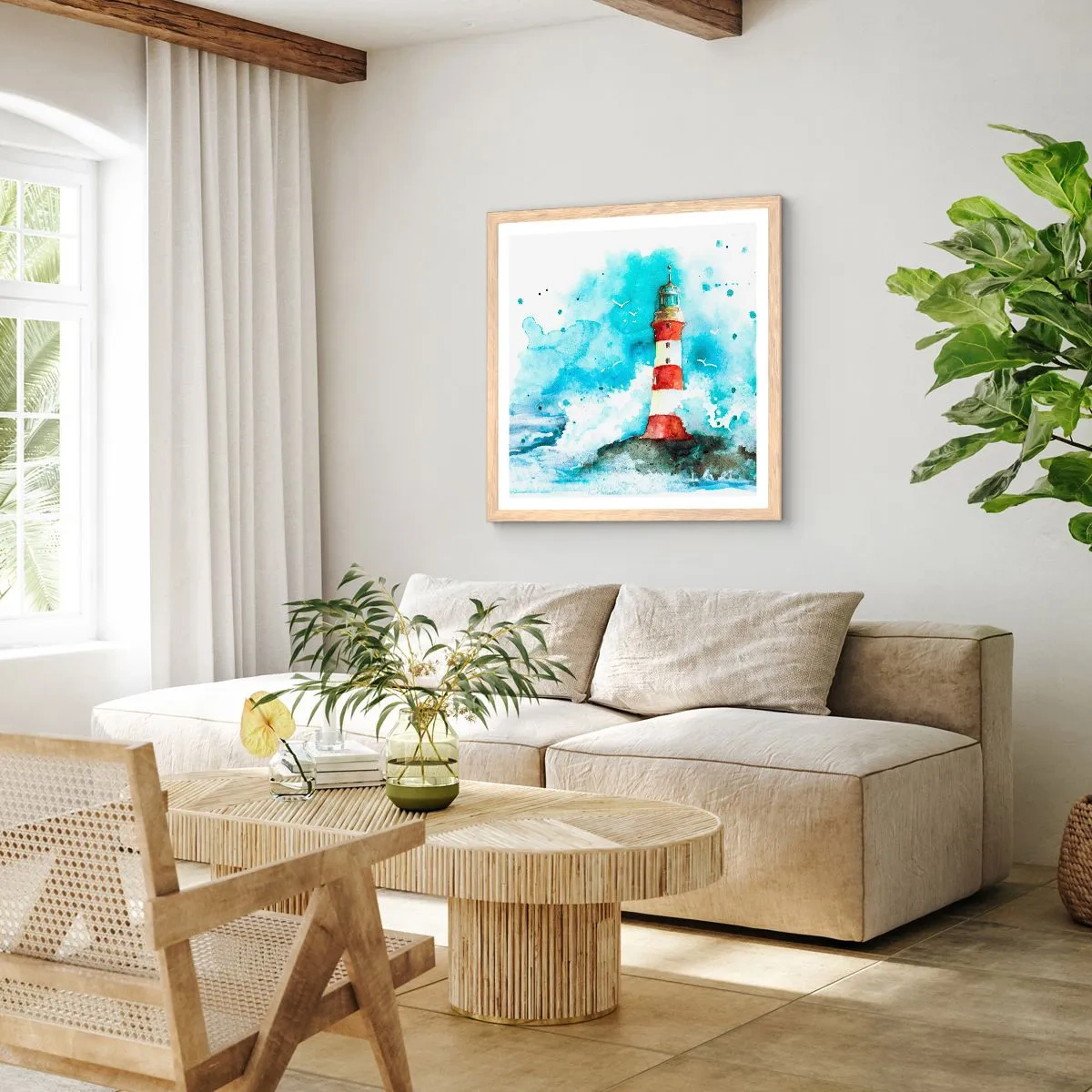 Affiche dans un chêne clair - Poster - Unité des éléments - 40x40 cm