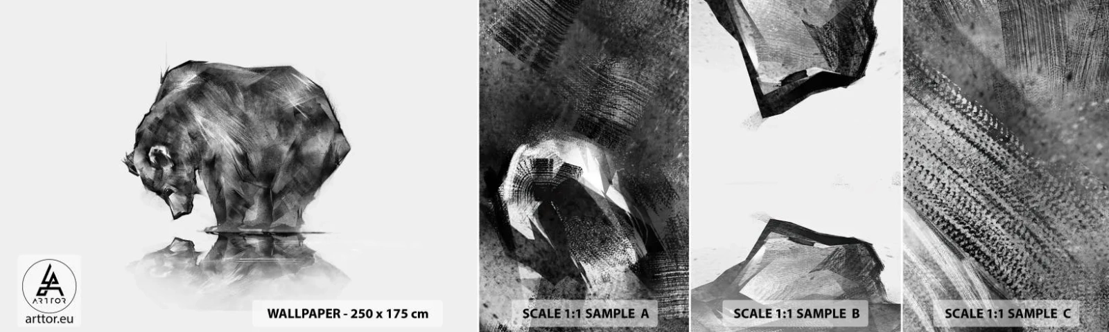 Échantillon De Papier Peint Standard Eco - Ravi de rencontrer quelqu'un de proche - Abstraction, Ours polaire, Nature - 100x30 cm