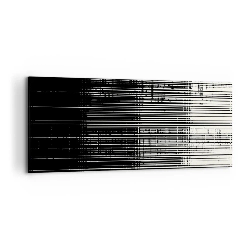 Impression sur toile - Image sur toile - Composition abstraite de lignes en noir et blanc contrastés - 120x50cm - Ondes et vibrations - Décoration murale moderne pour le salon et la chambre ARTTOR