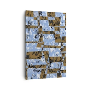 Impression sur toile - Image sur toile - Une composition abstraite de rectangles dans des tons de marron et de bleu. - 80x120cm - Une découpe non humaine - Décoration murale moderne pour le salon et la chambre ARTTOR
