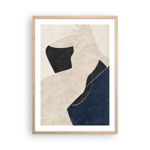 Affiche dans un chêne clair - Poster - Composition abstraite - contraste de couleurs - 50x70 cm