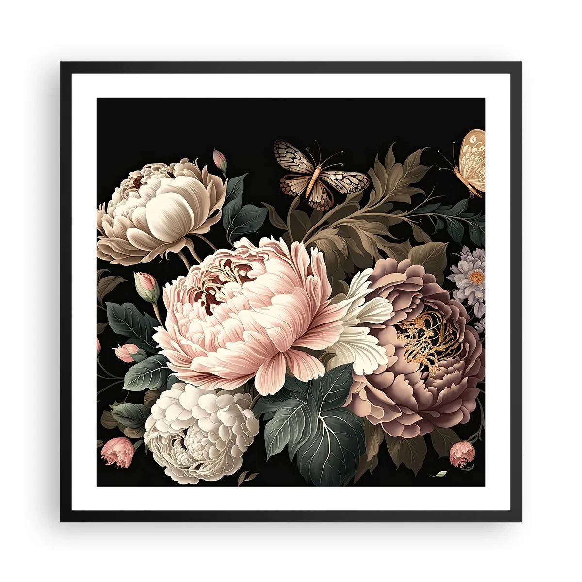 Affiche dans un cadre noir - Poster - De style baroque - 60x60 cm