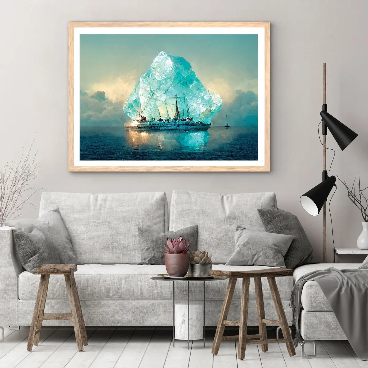 Affiche dans un chêne clair - Poster - Diamant arctique - 100x70 cm