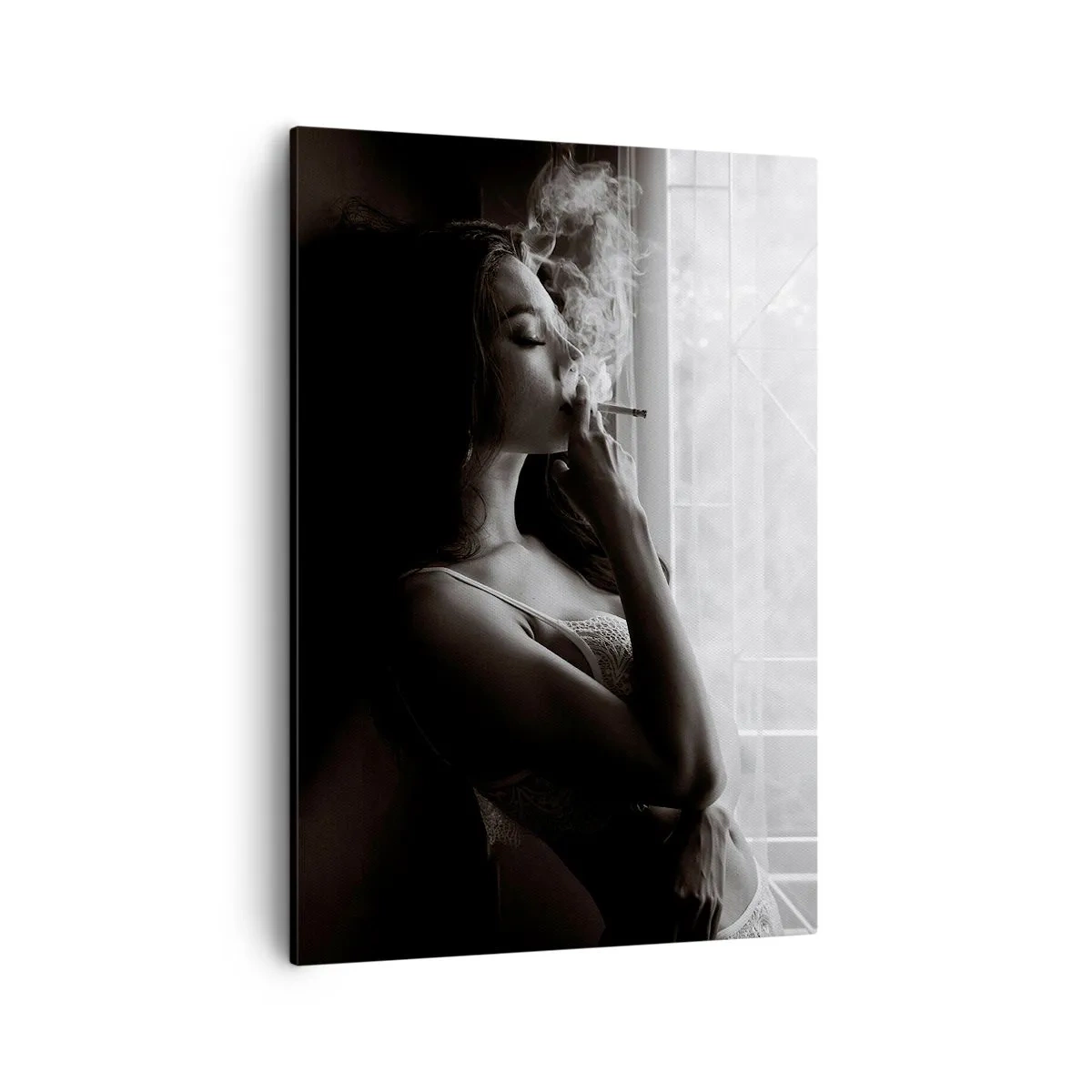 Impression sur toile - Image sur toile - Une femme dans une pose sensuelle sur une photographie en noir et blanc - 50x70cm - Vous sentez-vous libre ? - Décoration murale moderne pour le salon et la chambre ARTTOR
