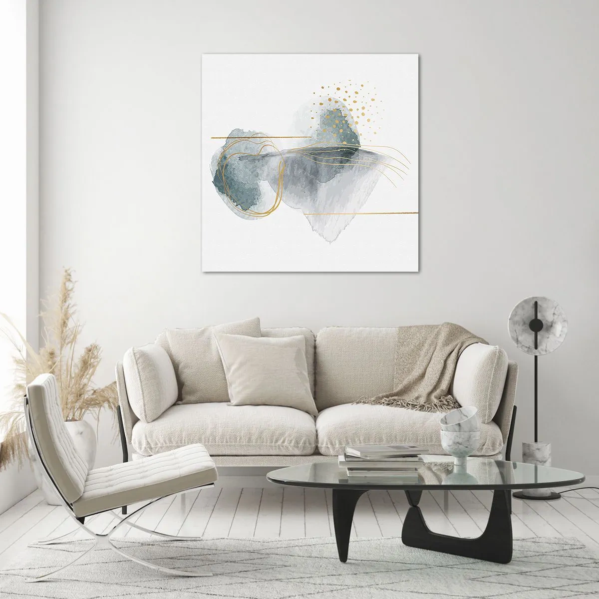 Impression sur verre - Image sur verre - À propos de la relation entre le gris et l'or - 40x40 cm