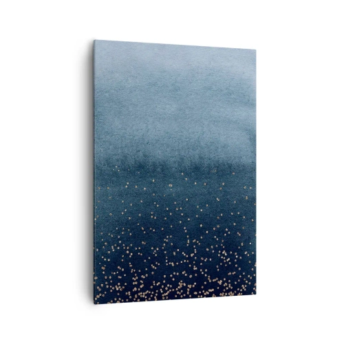 Impression sur toile - Image sur toile - Dégradés bleus avec de subtils accents dorés - 70x100cm - Composition - phases bleues - Décoration murale moderne pour le salon et la chambre ARTTOR