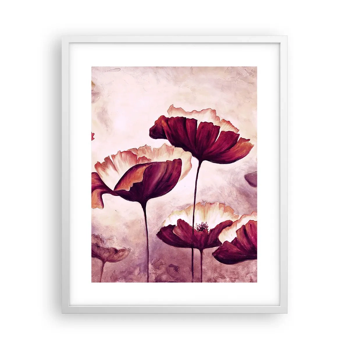 Affiche dans un cadre blanc - Poster - Pétale rouge et blanc - 40x50 cm