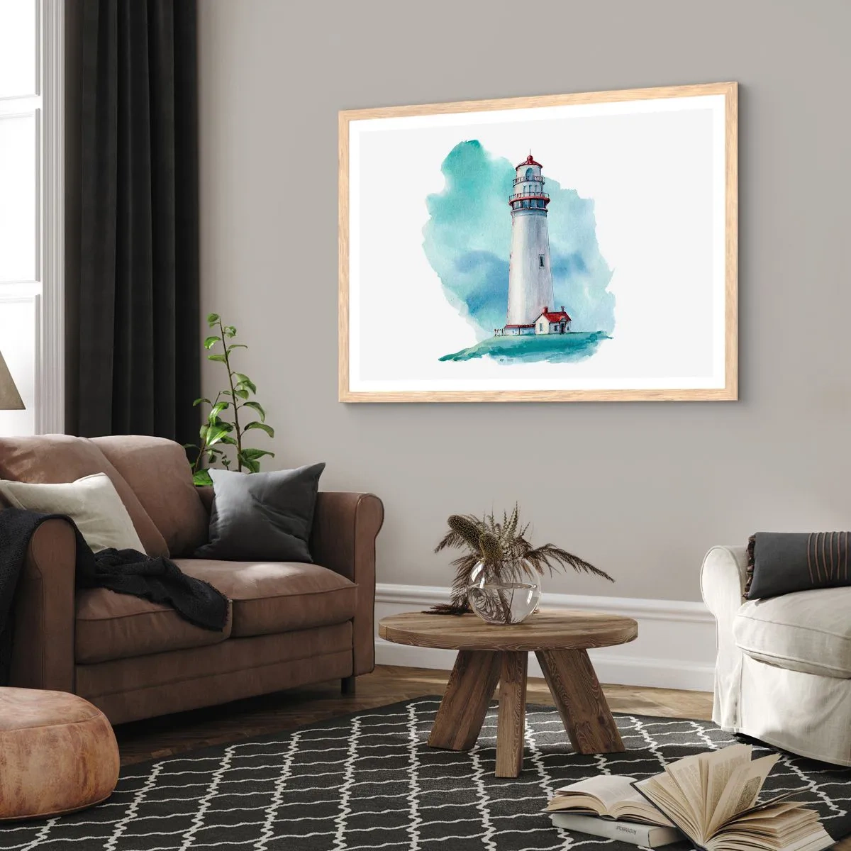 Affiche dans un chêne clair - Poster - La douce sœur du bleu - 100x70 cm