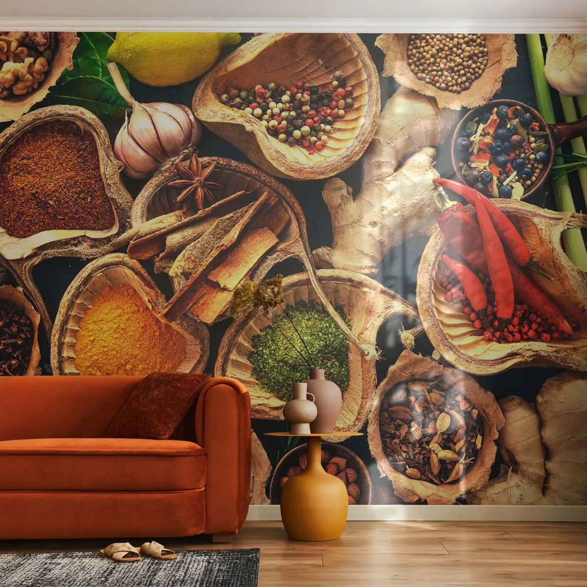 Papier Peint Photo Premium Canvas - Prends ce que tu veux - La gastronomie, Herbes séchées, Épices - 350x256 cm