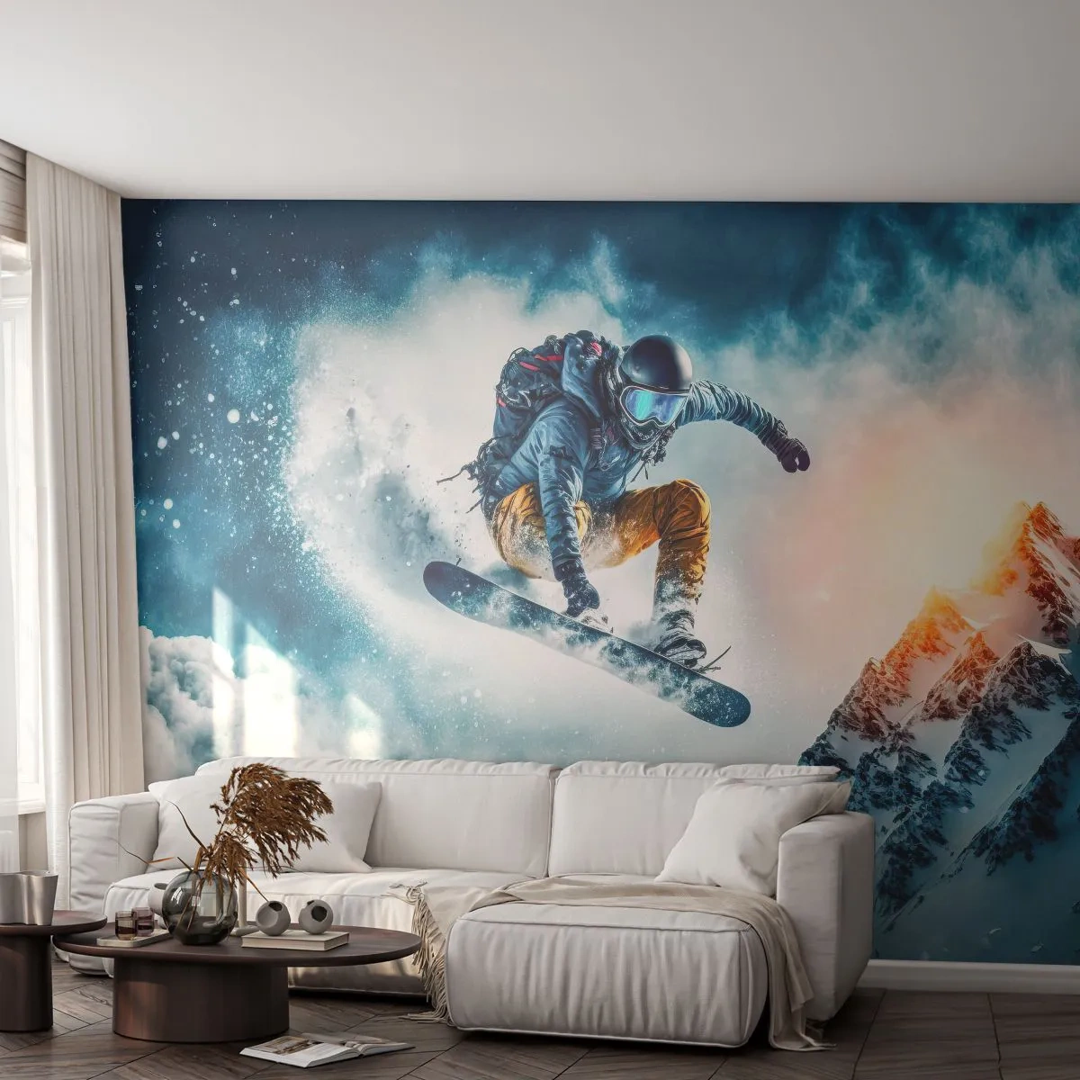 Papier Peint Photo Premium Canvas - Des émotions extrêmes - Planche a neige, sport, Hiver - 250x175 cm