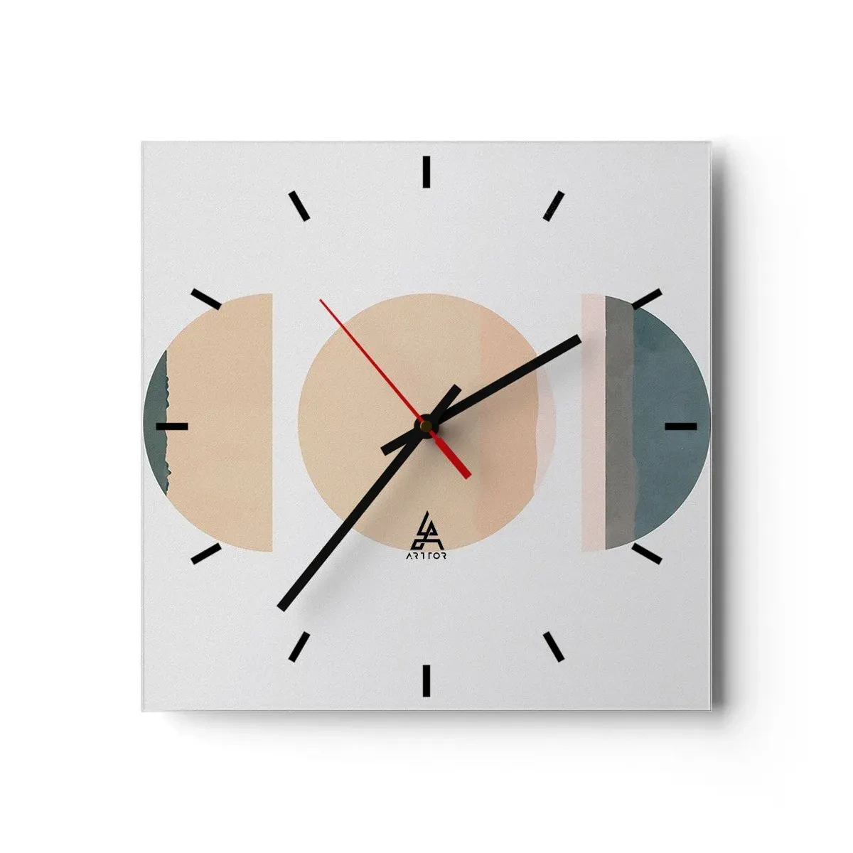 Horloge murale - Pendule murale - Formes géométriques abstraites aux couleurs pastel - 30x30cm - Cercles après cercles - Décoration murale moderne pour le salon et la chambre ARTTOR