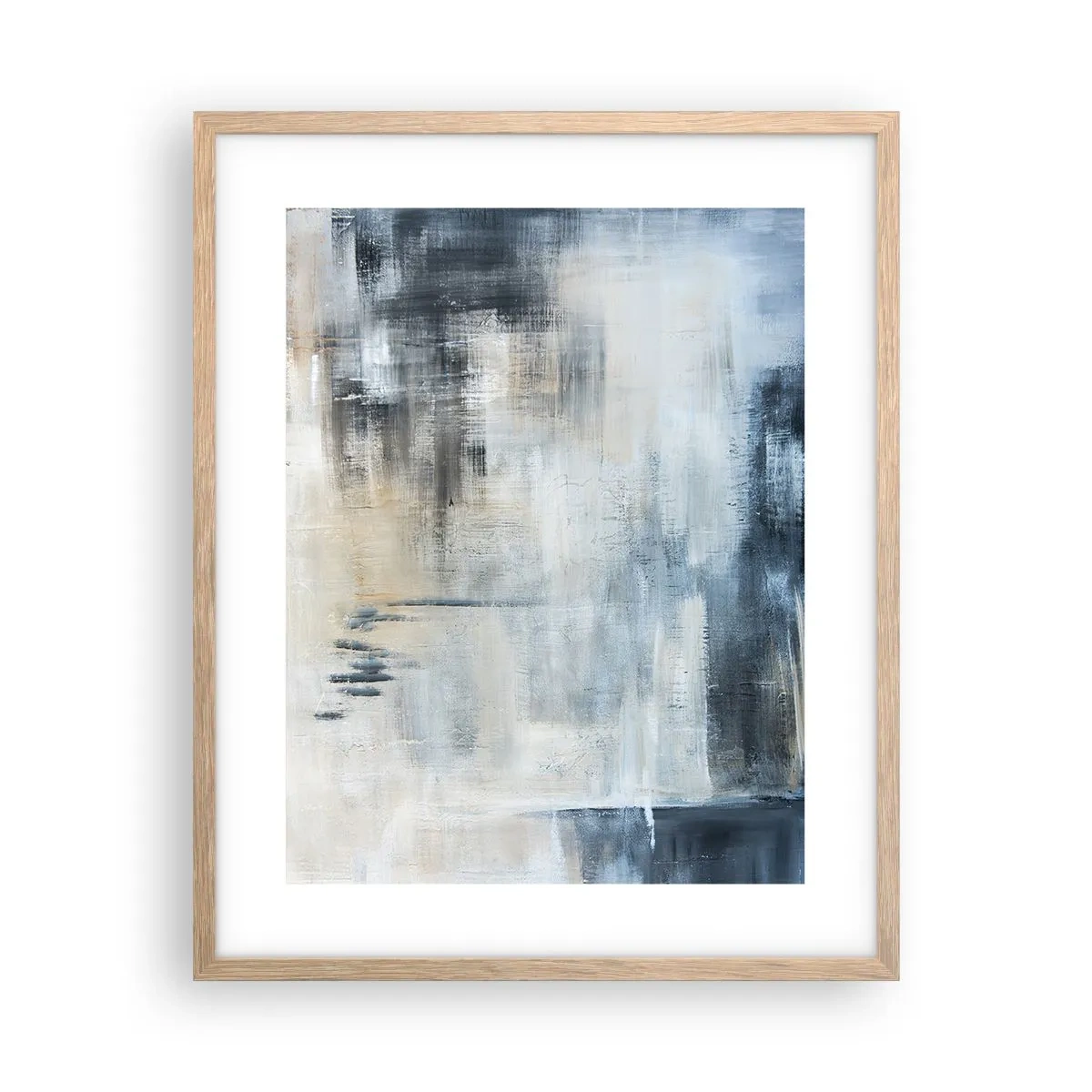 Affiche dans un chêne clair - Poster - Derrière le rideau bleu - 40x50 cm