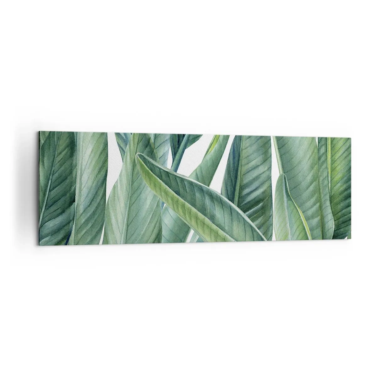 Impression sur toile - Image sur toile - Feuilles vertes dans un style botanique minimaliste - 160x50cm - La nature face à elle-même - Décoration murale moderne pour le salon et la chambre ARTTOR