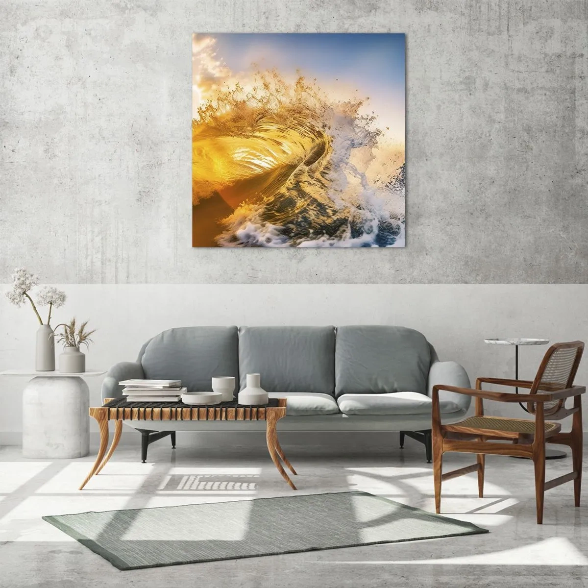 Impression sur verre - Image sur verre - S'amuser dans le sable - 70x70 cm