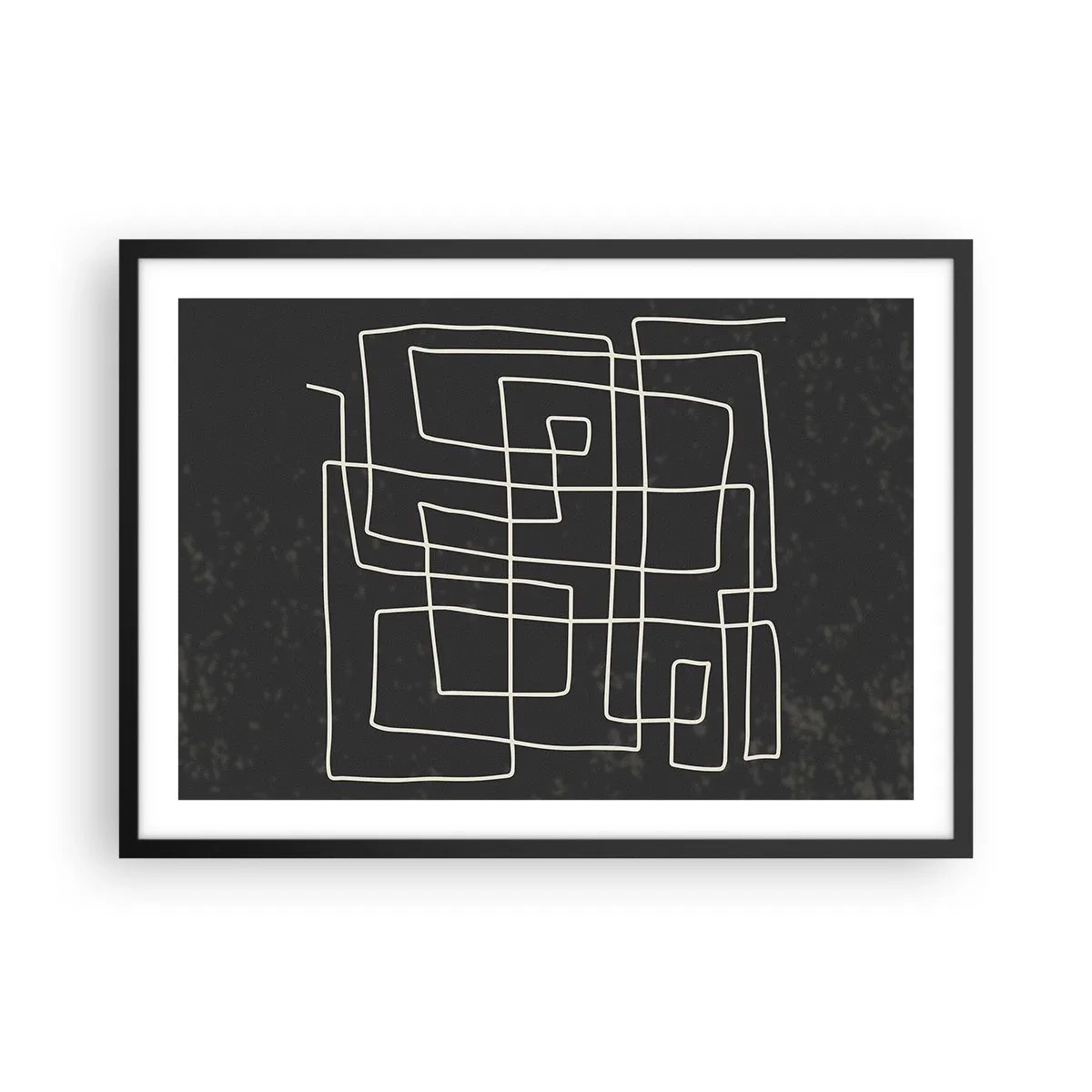 Affiche dans un cadre noir - Poster - Motif géométrique abstrait sur fond sombre - 70x50cm - Pas aussi simple - Décoration murale moderne pour le salon et la chambre ARTTOR