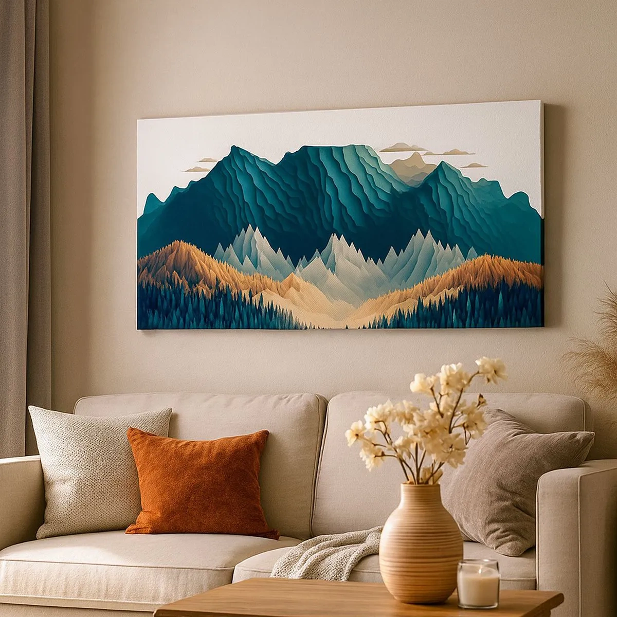Impression sur toile - Image sur toile - Paysage de montagne parfait - 100x40 cm