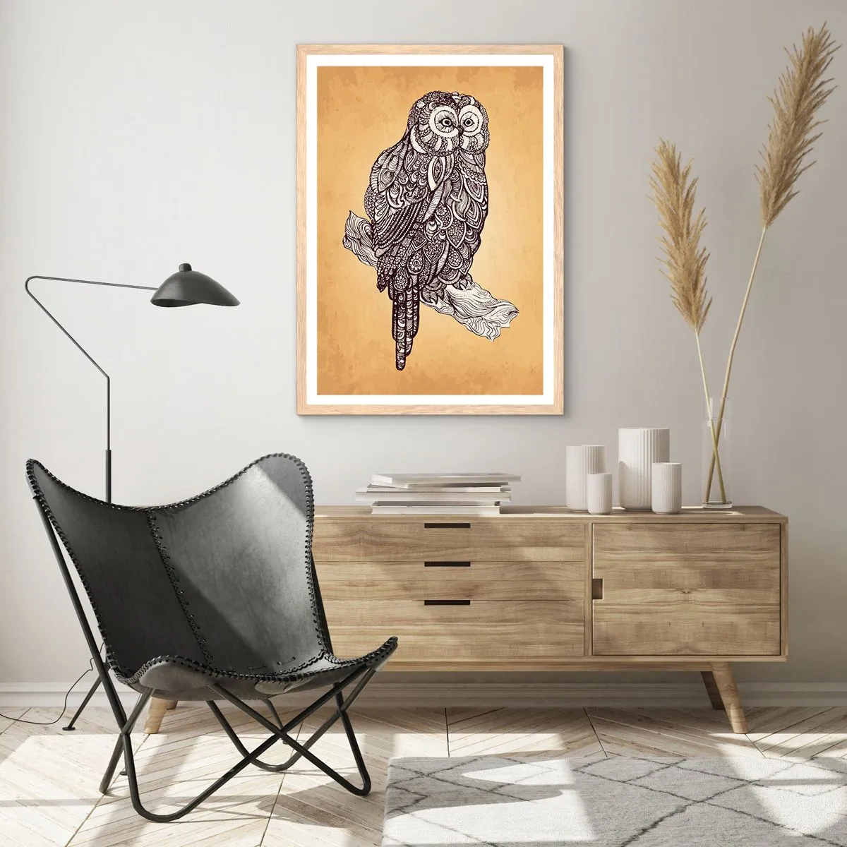 Affiche dans un chêne clair - Poster - Ornements complexes de sagesse - 70x100 cm