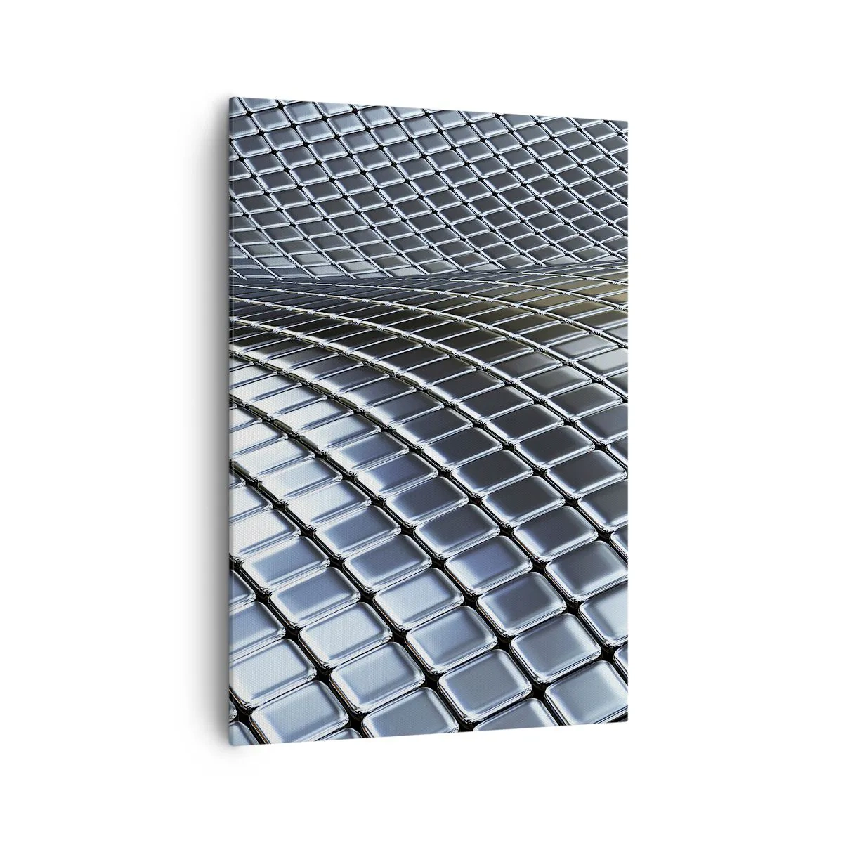 Impression sur toile - Image sur toile - Structure moderne composée de carrés métalliques - 70x100cm - Vague argent métallique - Décoration murale moderne pour le salon et la chambre ARTTOR