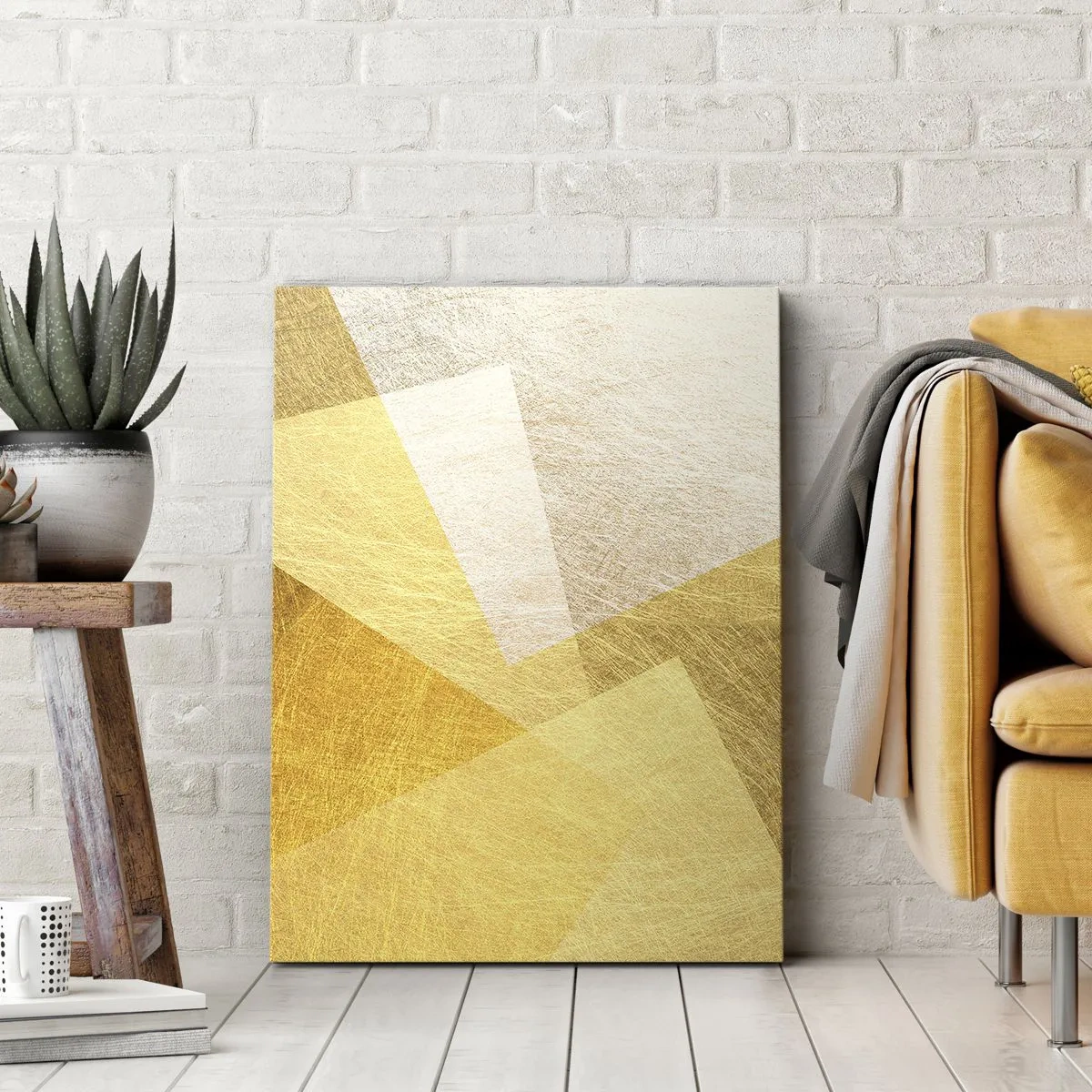 Impression sur toile - Image sur toile - Formes géométriques aux tons dorés et clairs - 50x70cm - Météo géométrique - Décoration murale moderne pour le salon et la chambre ARTTOR