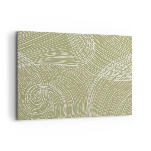 Impression sur toile - Image sur toile - Lignes vertes et blanches dans une composition abstraite - 100x70cm - Abstraction complexe de blanc - Décoration murale moderne pour le salon et la chambre ARTTOR