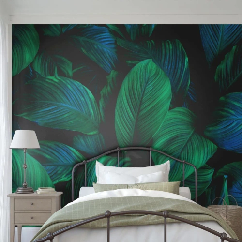 Papier Peint Photo Standard Eco - Dans la foule verte - Feuilles vertes, Plante tropicale, Nature - 350x256 cm