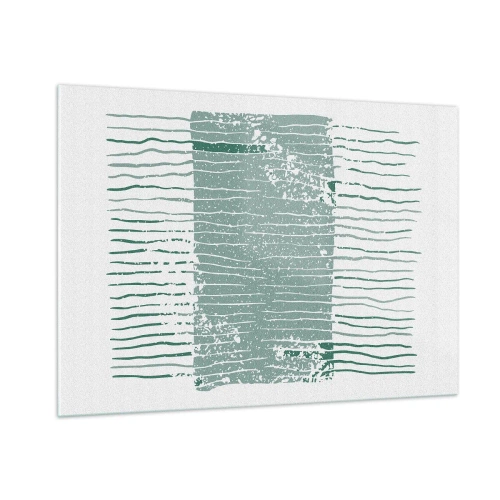 Impression sur verre - Image sur verre - Les lignes horizontales de la mer avec un effet vieilli créent une structure abstraite - 100x70cm - Abstraction de la mer - Décoration murale moderne pour le salon et la chambre ARTTOR