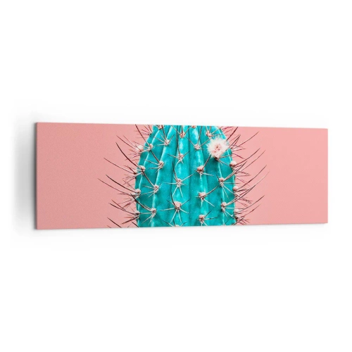 Impression sur toile - Image sur toile - Une interprétation artistique d'un cactus sur fond rose - 160x50cm - Juste regarde - Décoration murale moderne pour le salon et la chambre ARTTOR