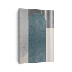 Impression sur toile - Image sur toile - Abstraction géométrique dans les tons de gris et de vert - 50x70cm - Composition de niveaux - Décoration murale moderne pour le salon et la chambre ARTTOR