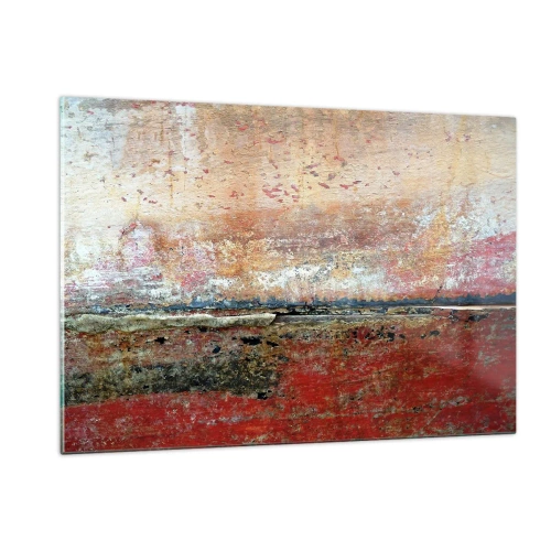 Impression sur verre - Image sur verre - Texture abstraite dans les tons de rouge et d'ocre - 120x80cm - C'est peut-être la mer - Décoration murale moderne pour le salon et la chambre ARTTOR