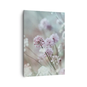 Impression sur toile - Image sur toile - Fleurs délicates aux tons pastel - 70x100cm - Herbes douces en filigrane - Décoration murale moderne pour le salon et la chambre ARTTOR