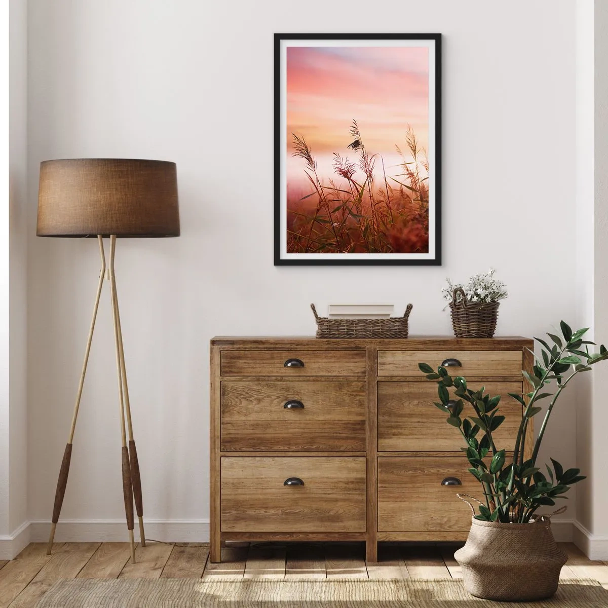 Affiche dans un cadre noir - Poster - Cerfs-volants, pissenlits, vent - 40x50 cm