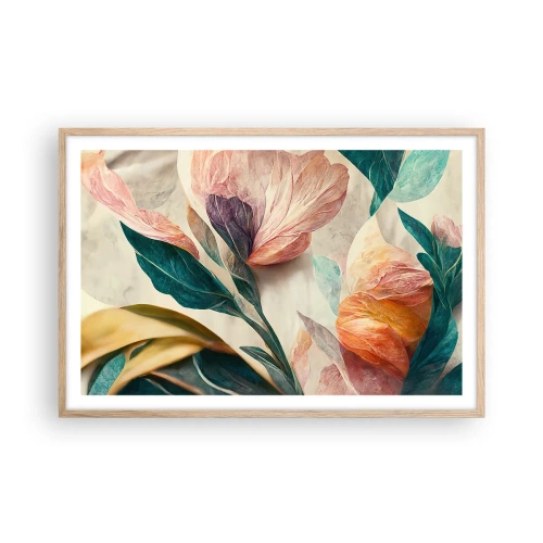 Affiche dans un chêne clair - Poster - Fleurs des îles du sud - 91x61 cm