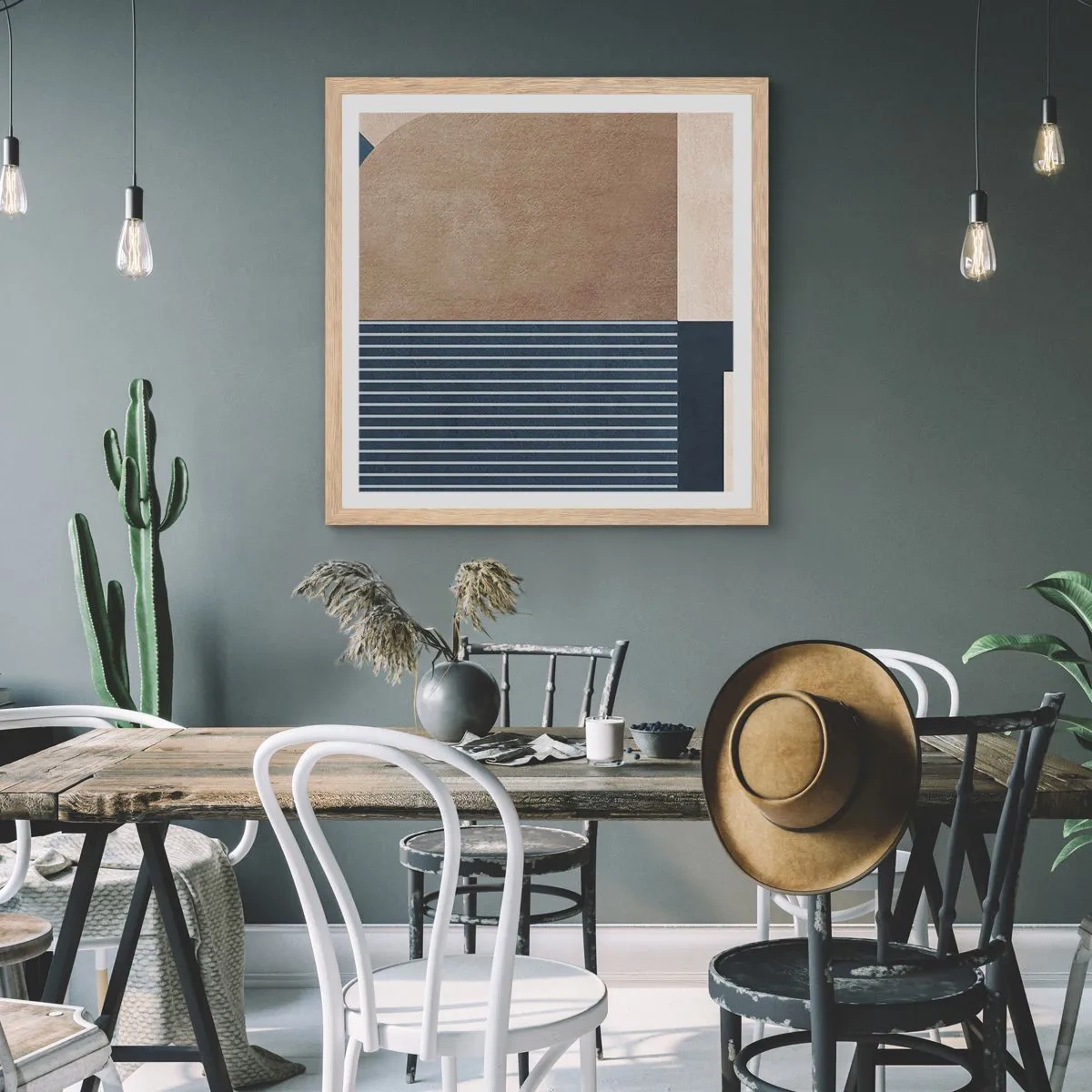 Affiche dans un chêne clair - Poster - Composition simple et en rondeur - 30x30 cm