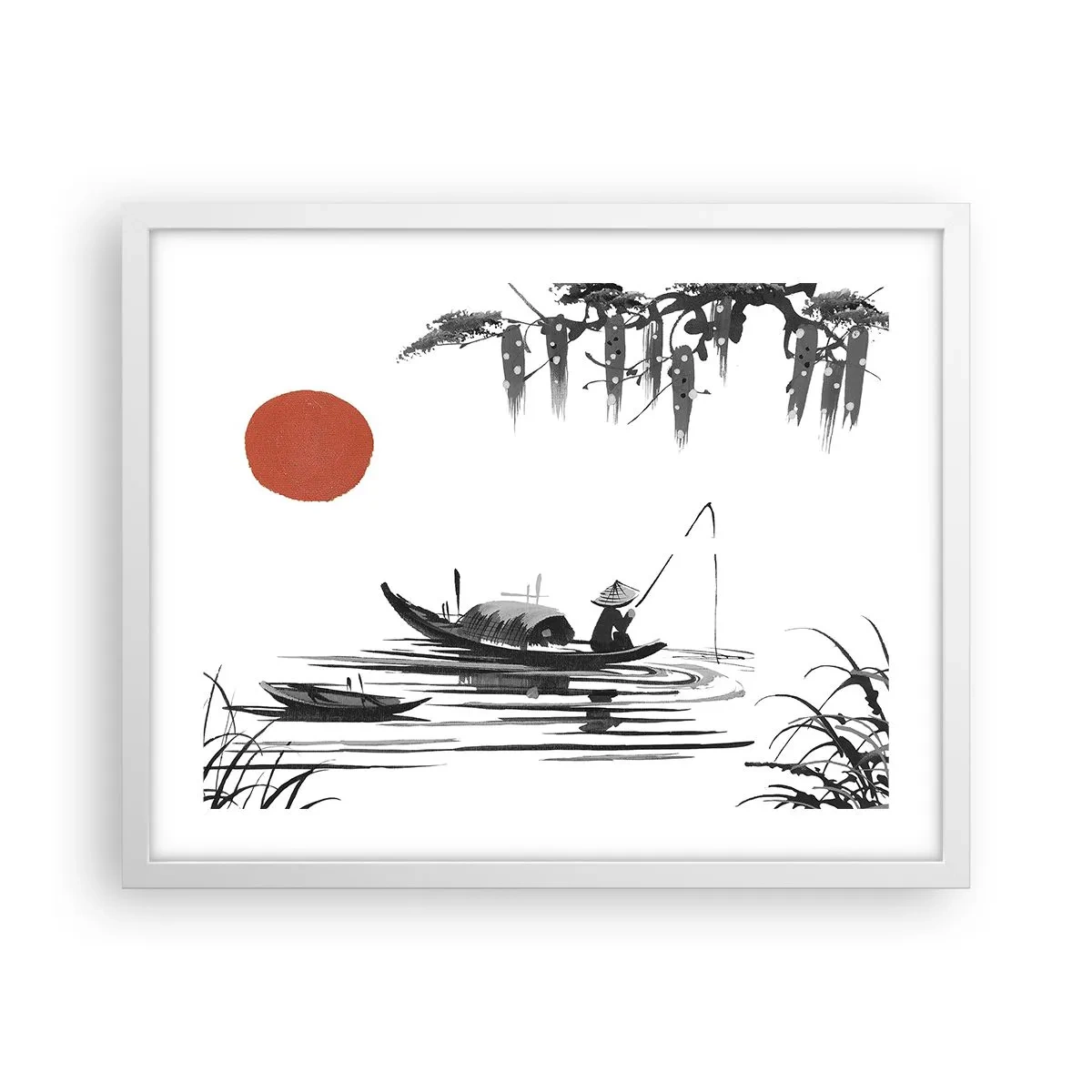 Affiche dans un cadre blanc - Poster - Après-midi asiatique - 50x40 cm