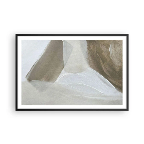 Affiche dans un cadre noir - Poster - Une vague de blanc - 91x61 cm