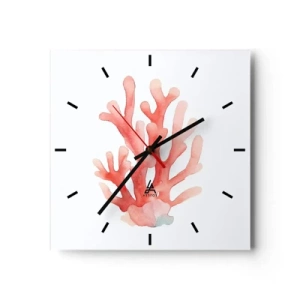 Horloge murale - Pendule murale - Une illustration subtile de corail dans des tons pastel - 30x30cm - Corail couleur corail - Décoration murale moderne pour le salon et la chambre ARTTOR