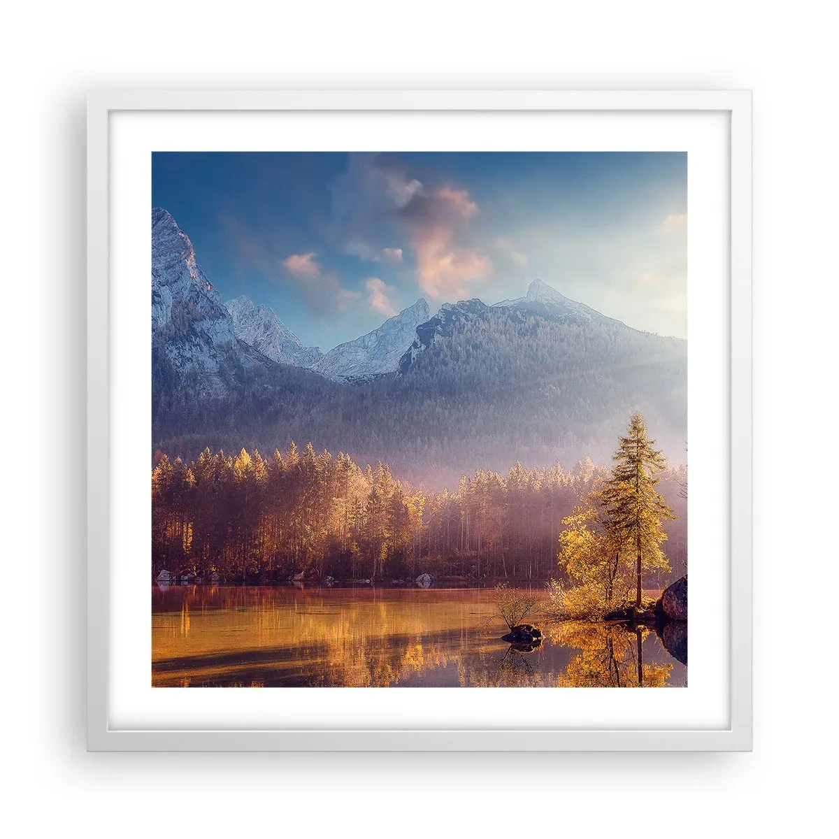 Affiche dans un cadre blanc - Poster - Dans les montagnes et les vallées - 50x50 cm