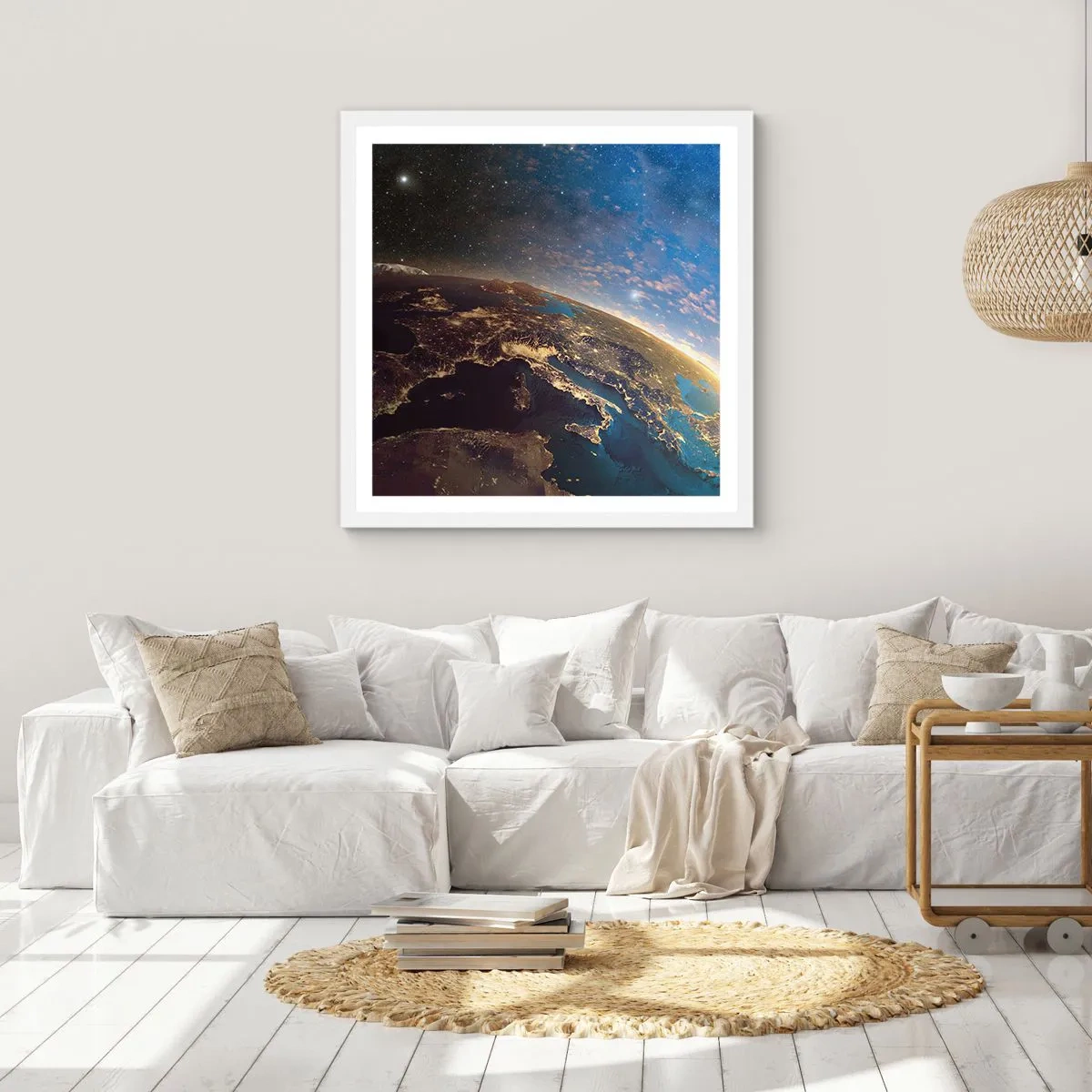 Affiche dans un cadre blanc - Poster - Regardons-nous de loin - 60x60 cm