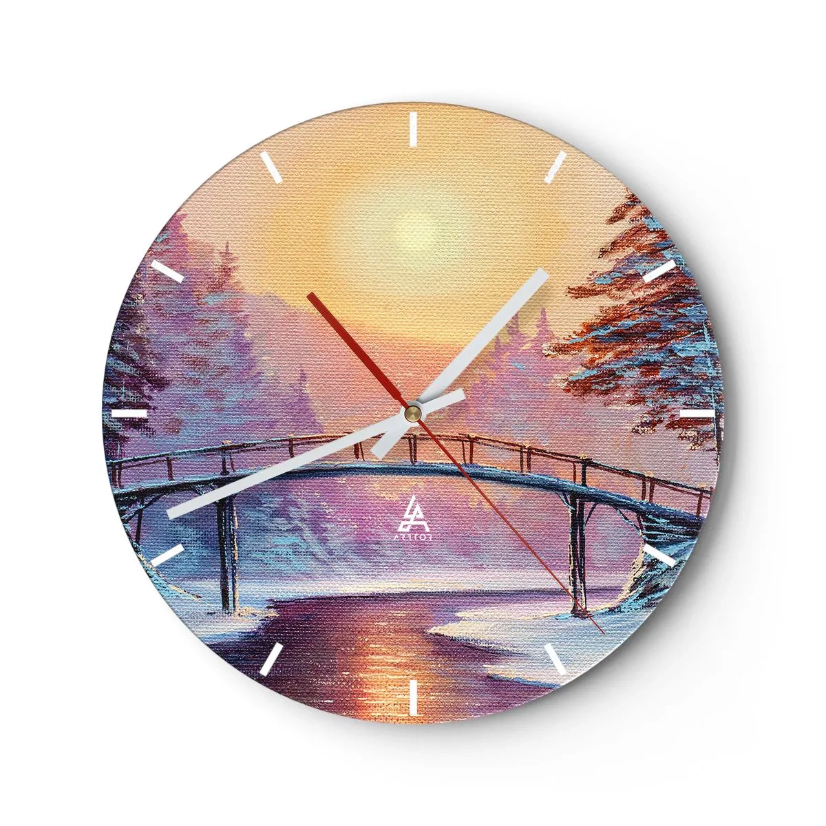 Horloge murale - Pendule murale - Quatre saisons - hiver - 40x40 cm