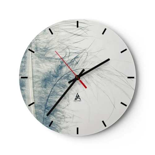 Horloge murale - Pendule murale - Une délicate plume bleue sur un fond clair - 30x30cm - Les sept natures - Décoration murale moderne pour le salon, la cuisine et la chambre ARTTOR