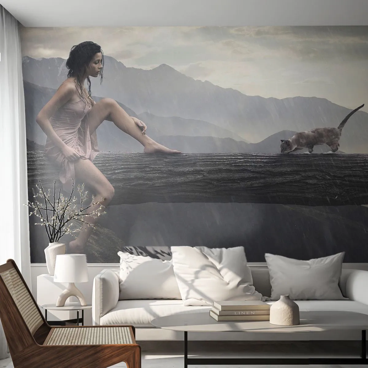 Papier Peint Photo Premium Sand - Des sommets de beauté - Femme, Modèle, Paysage - 400x280 cm