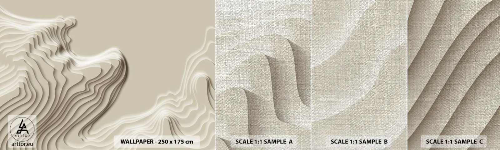 Échantillon de Papier Peint Premium Canvas - Topographie artistique - Abstraction, Morceau, 3D - 100x30 cm